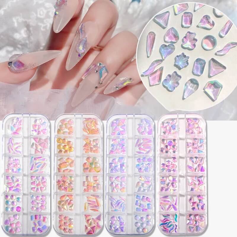 Nail Rhinestone Ice Transparent Crytal AB 12 Styles /Box - Premier Nail Supply