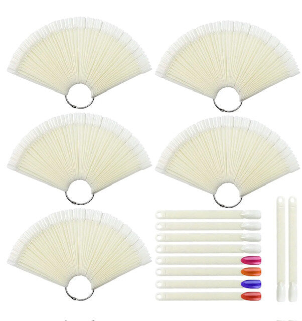 50 Tips Nail Swatch Sticks with Ring Holder - Premier Nail Supply