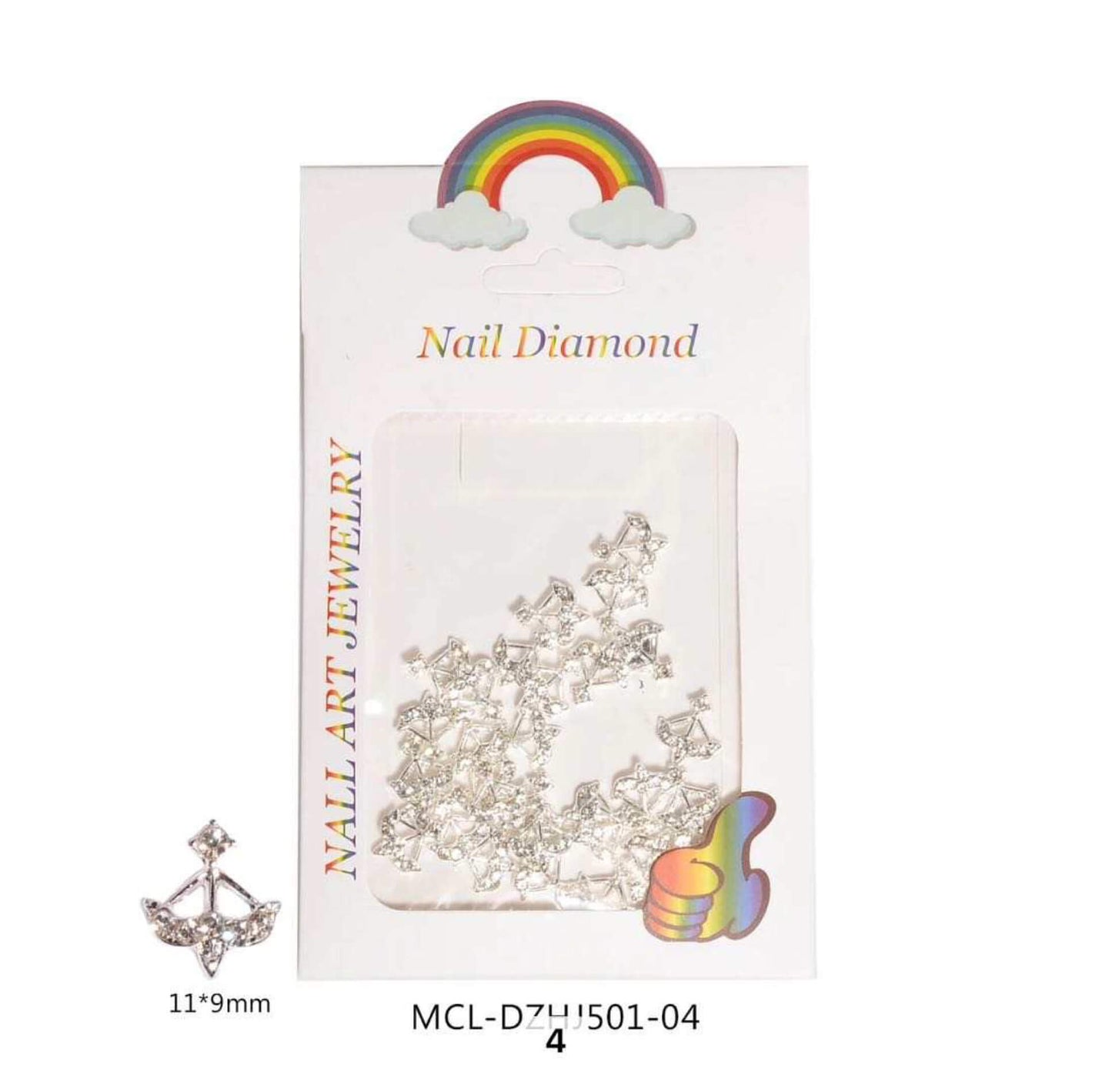 Nail Charm Silver Arrow with Rhinestone 30pcs/bag - Premier Nail Supply