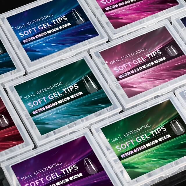 Nail Tip Press on Stiletto Long Extensions Soft Gel 12Sizes 240pcs #MO-07