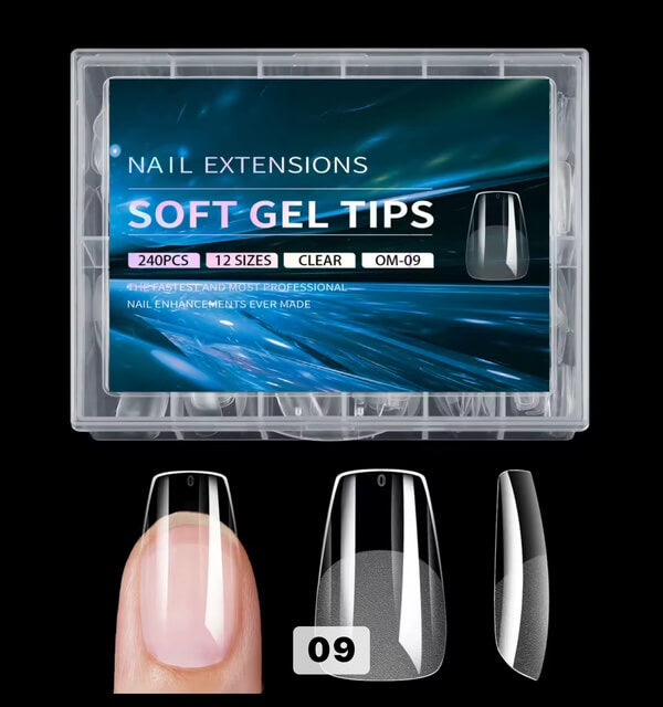 Nail Tip Press on Coffin Short Extensions Soft Gel 12Sizes 240pcs #MO-09