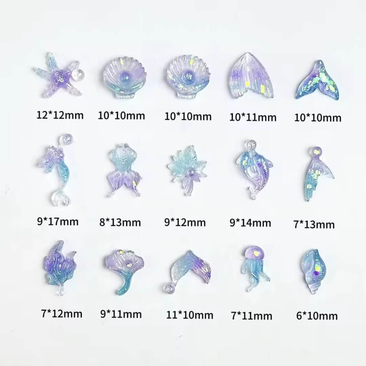 Nail Charm 3D Summer Ocean, Seashell, Mermaid