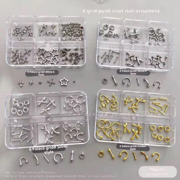 Nail Charm Star, Cross 6styles/box #4149-4