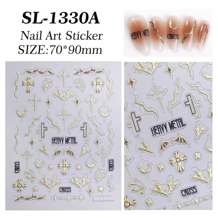 Nail Sticker Gold Cross #SL1330A