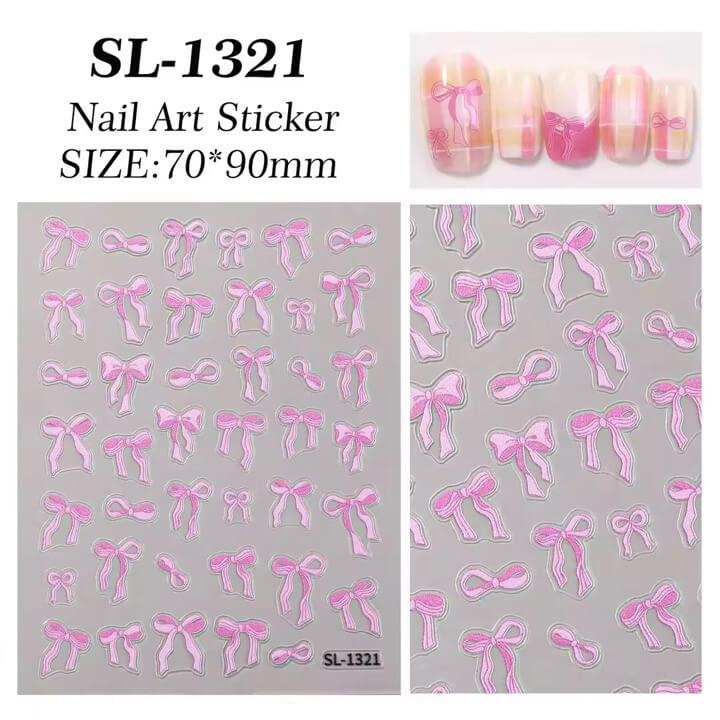 Nail Sticker Pink Bow #SL1321
