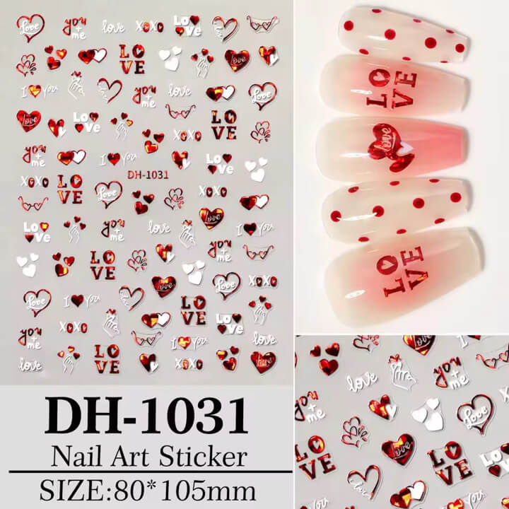 Nail Sticker Valentine Red Heart #DH1031