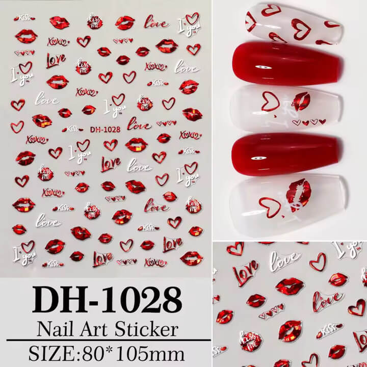 Nail Sticker Valentine Red Lips #DH1028