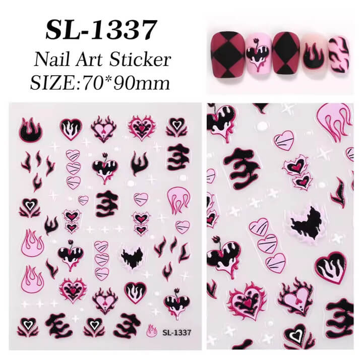 Nail Sticker Valentine Pink Heart #SL1337