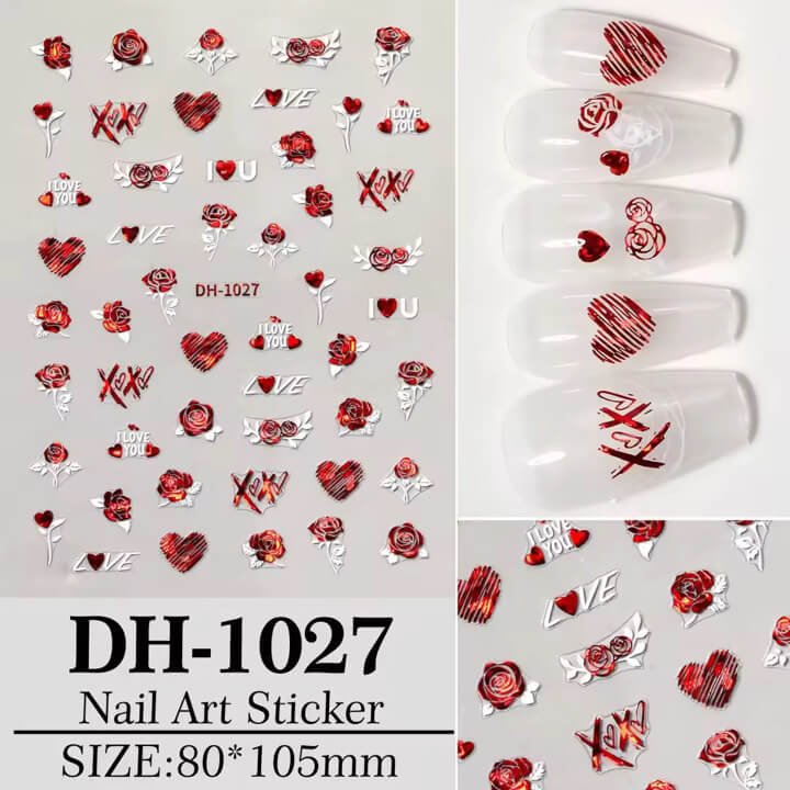 Nail Sticker Valentine Red Heart #DH1027