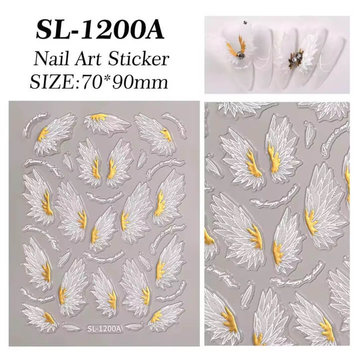 Nail Sticker White Angel Swings #SL1200A