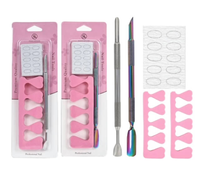 Nail Cuticle Pusher Dual Ended Cuticle Remover with 100/180 Grit Sandpaper Sheets