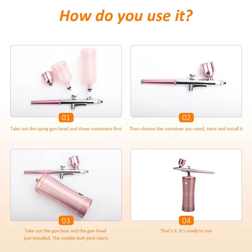 Nail Airbrush Oxygen Kit Rechargeable Spray Pen