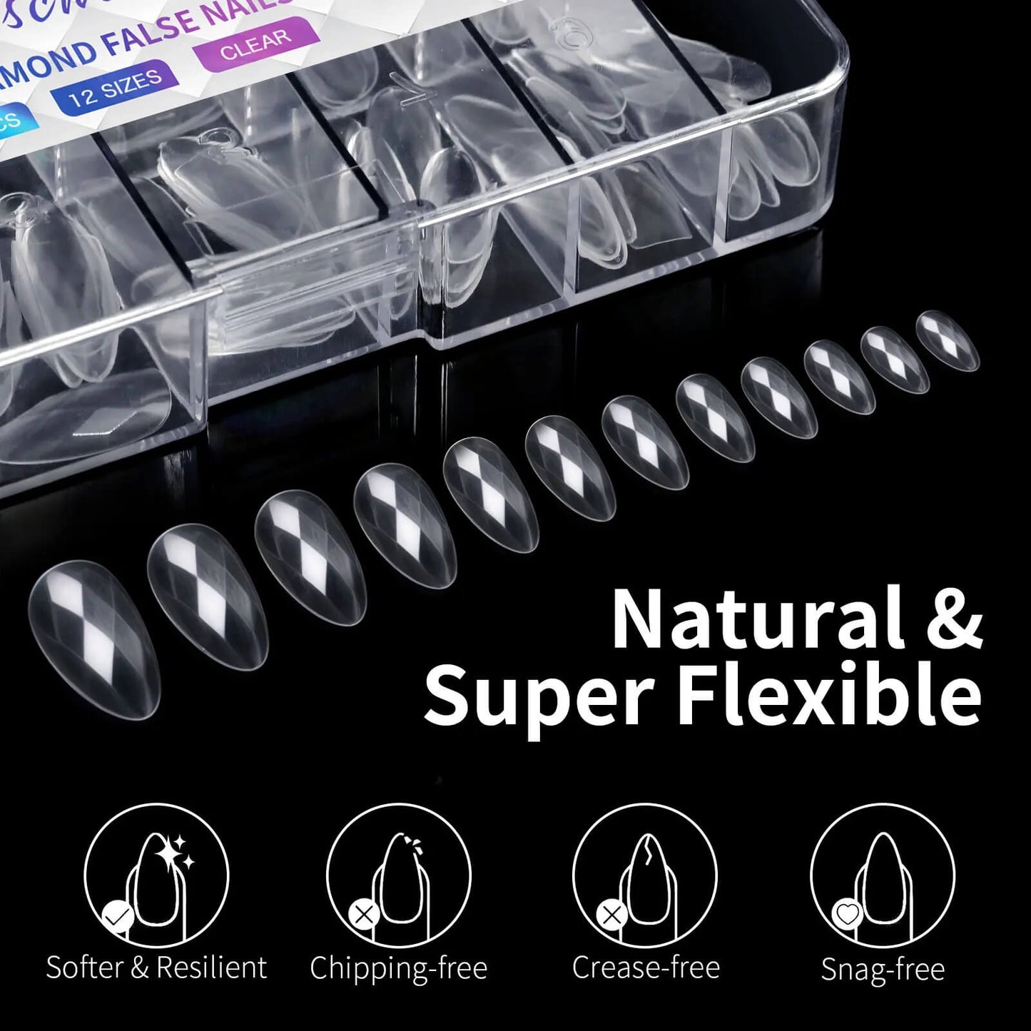 Nail Tip Press on 3D Diamond Effect