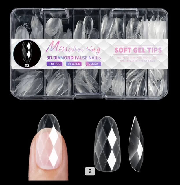 Nail Tip Press on 3D Diamond Effect