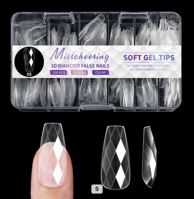 Nail Tip Press on 3D Diamond Effect