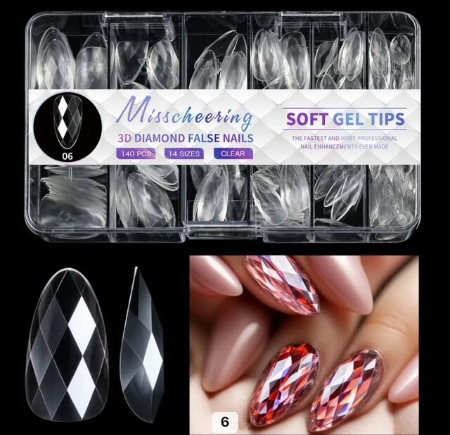 Nail Tip Press on 3D Diamond Effect