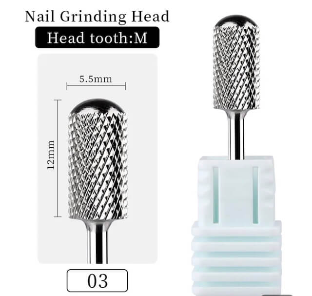 Carbide Nail Drill Bit Smooth Round Top 3/32" M - Premier Nail Supply