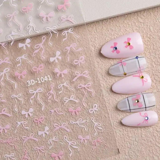 Nail Sticker Pink Bow #3D1041