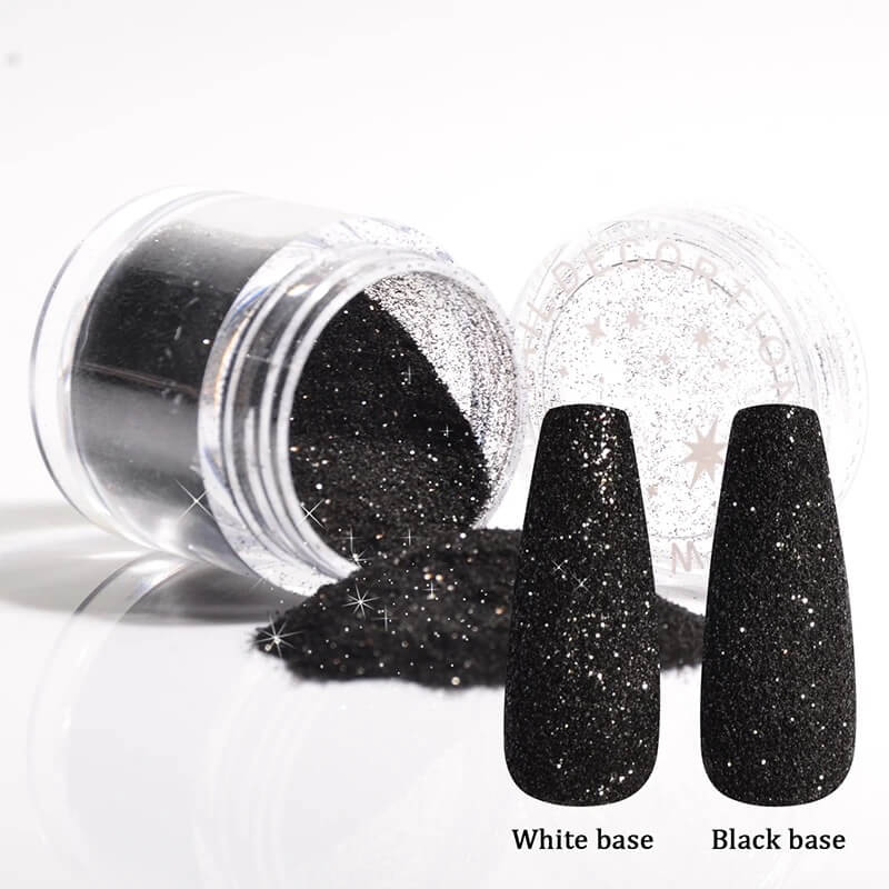 Nail Art Glitter Powder White Black Sugar Effect - Premier Nail Supply