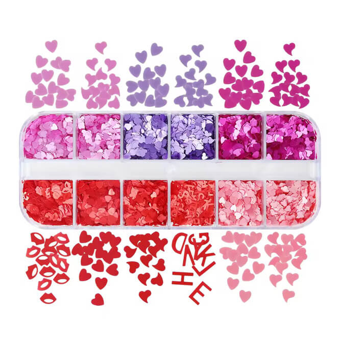Nail Charm Valantine Sequin Red Heart 12Grits/Box