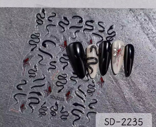 Nail Sticker Black Snake 5D - SD2235