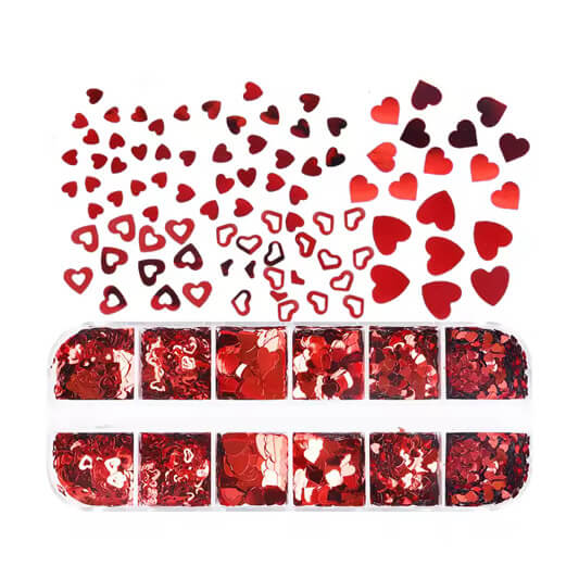 Nail Charm Valantine Sequin Red Heart 12Grits/Box