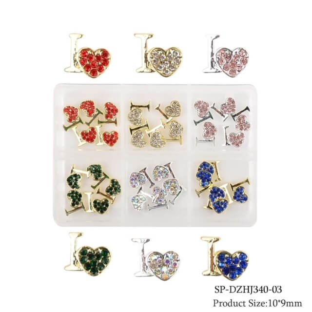 Rhinestone Nail Art Heart Ilove 6Grits/30pcs - Premier Nail Supply