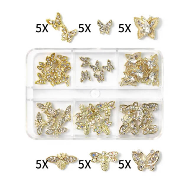 Nail Art Rhinestone Butterfly Gold Charm - Premier Nail Supply