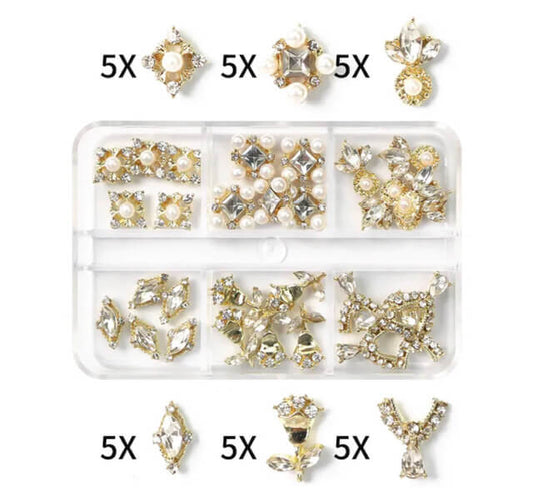 Nail Art Rhinestone Crytal AB Gold Nail Charm - Premier Nail Supply