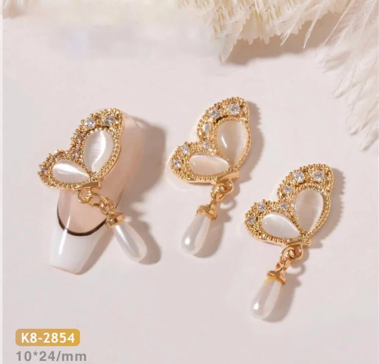 Nail Charm 3D Haft Butterfly with Pearl 1 pcs/bag - Premier Nail Supply