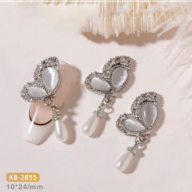 Nail Charm 3D Haft Butterfly with Pearl 1 pcs/bag - Premier Nail Supply