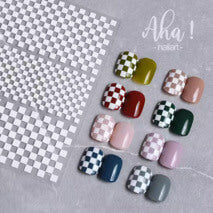 Nail Sticker White Plaid #Aha020