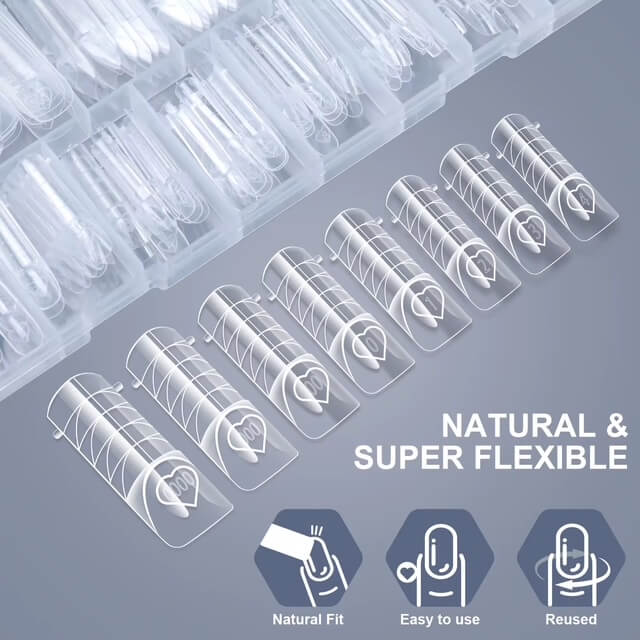 Nail Tip Poly Gel Form Extension Space French Almond #5/9882-9