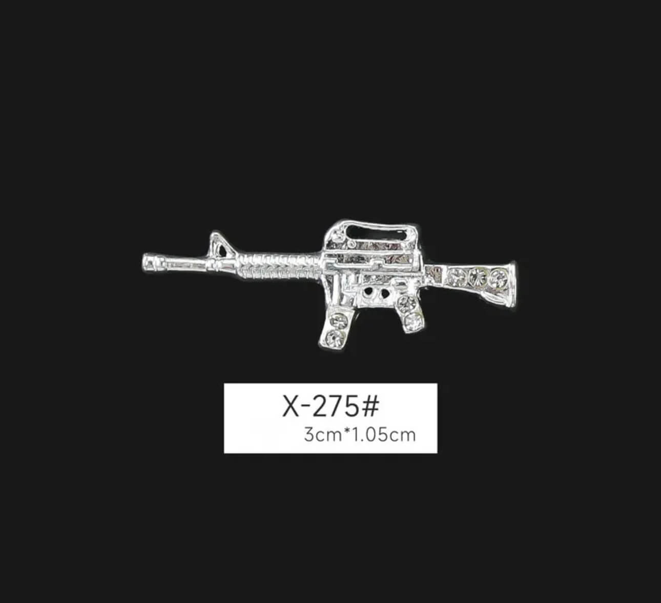 3D Nail Charm Rhinestone Gun Design Vintage Silver Gold 2pcs/bag - Premier Nail Supply