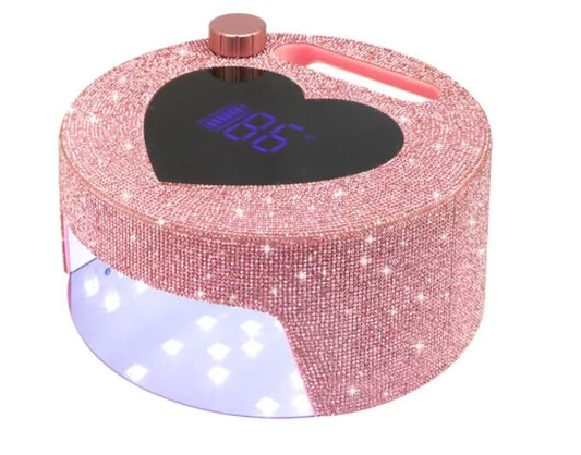Nail UV.LED Lamp Cordless Rechargeable Pink Heart Rhinestone #NLSRPL60