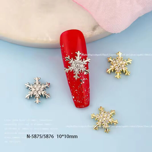 Nail Charm Snowflake with Rhinestone 2pcs/Bag