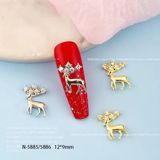 Nail Charm Reindeer with Rhinestone 2pcs/Bag