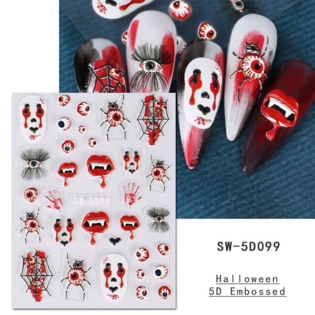Nail Sticker 5D Halloween Bloody Eye Vampire Lips - Premier Nail Supply