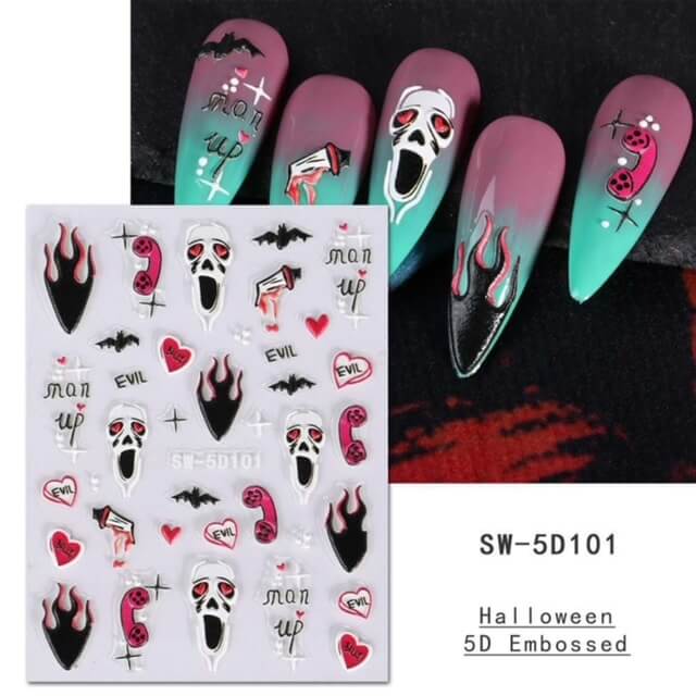 Nail Sticker 5D Halloween Evil Skull - Premier Nail Supply