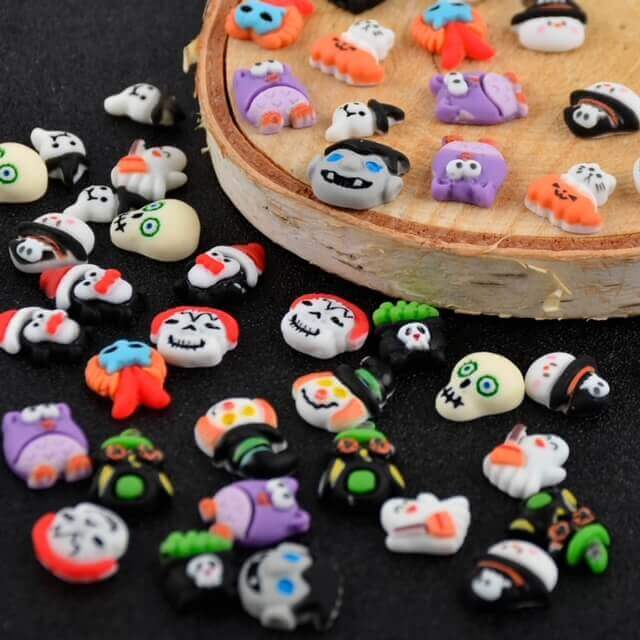 Nail Charm 3D Halloween Resin Skull Owl Kawaii Ghost 25pcs/Bag - Premier Nail Supply