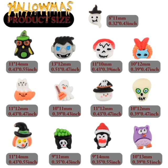 Nail Charm 3D Halloween Resin Skull Owl Kawaii Ghost 25pcs/Bag - Premier Nail Supply