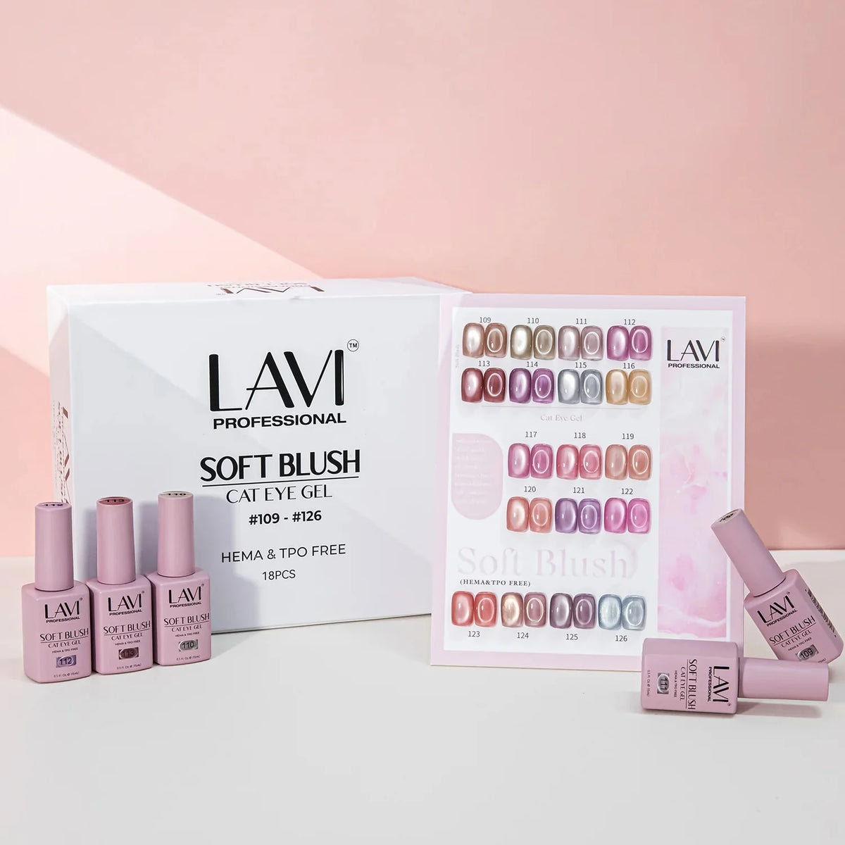 Lavi Soft Blush Cat Eye Gel Collection – 18 Magnetic Colors with Display & Magnet