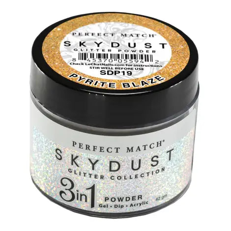 LeChat Perfect Match Sky Dust Dip Powder - Pyrite Blaze 0.5 oz - #SDP19 - Premier Nail Supply
