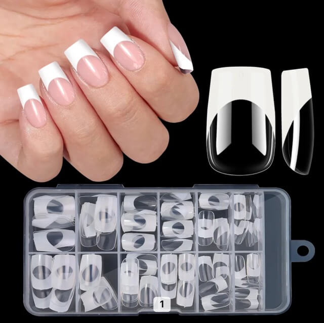 Nail Tip Press on French Shape Square #5192