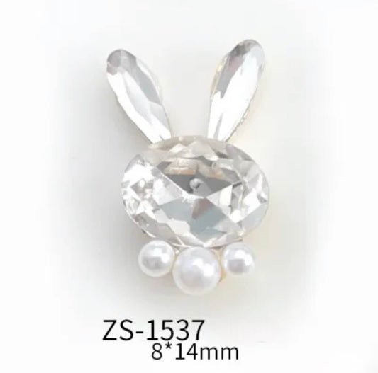 Nail Charm 3D Rhinestone Bunny Pearl 2 pcs/bag - Premier Nail Supply