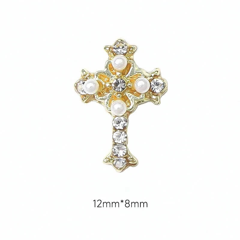 Nail Charm 3D Cross Diamond Pearl 2 pcs/bag - Premier Nail Supply