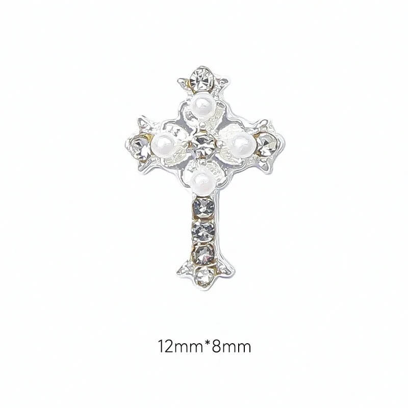 Nail Charm 3D Cross Diamond Pearl 2 pcs/bag - Premier Nail Supply