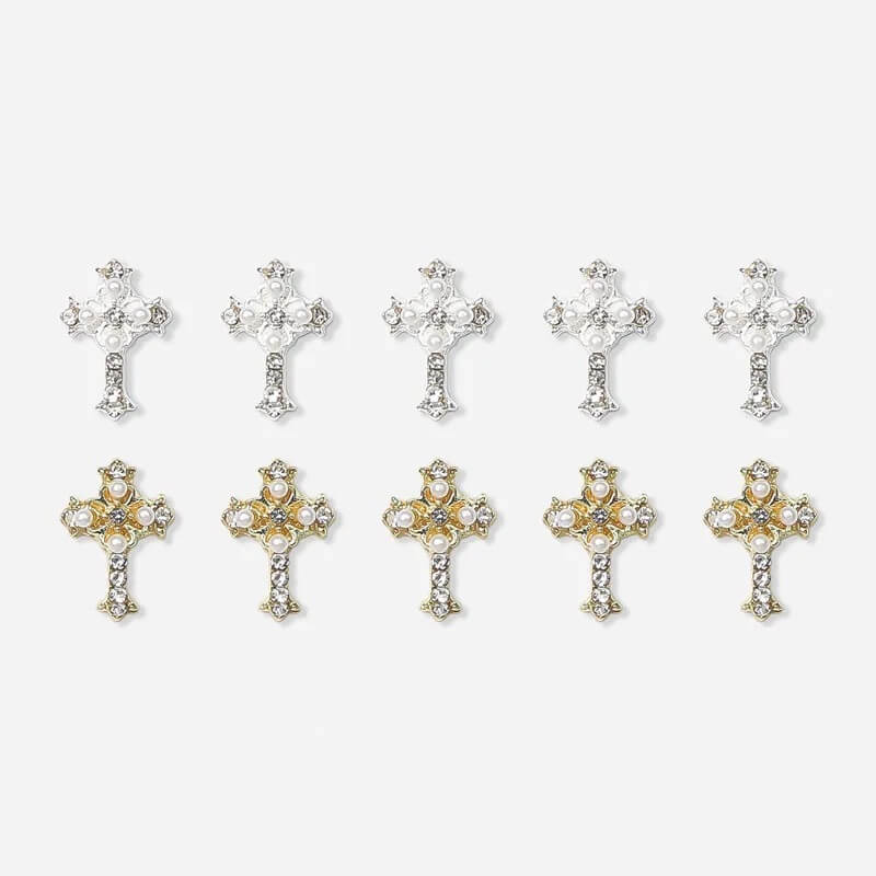 Nail Charm 3D Cross Diamond Pearl 2 pcs/bag - Premier Nail Supply
