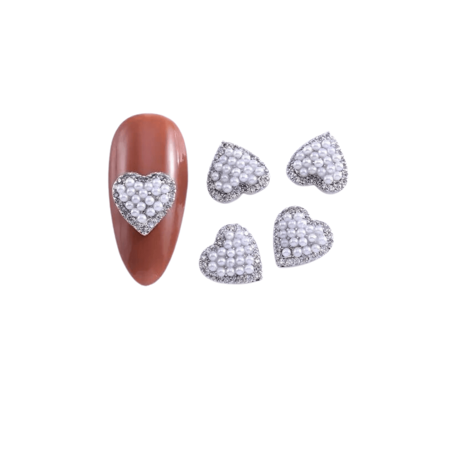 Nail Charm Diamond Heart Full Pearl 2 pcs/bag - Premier Nail Supply