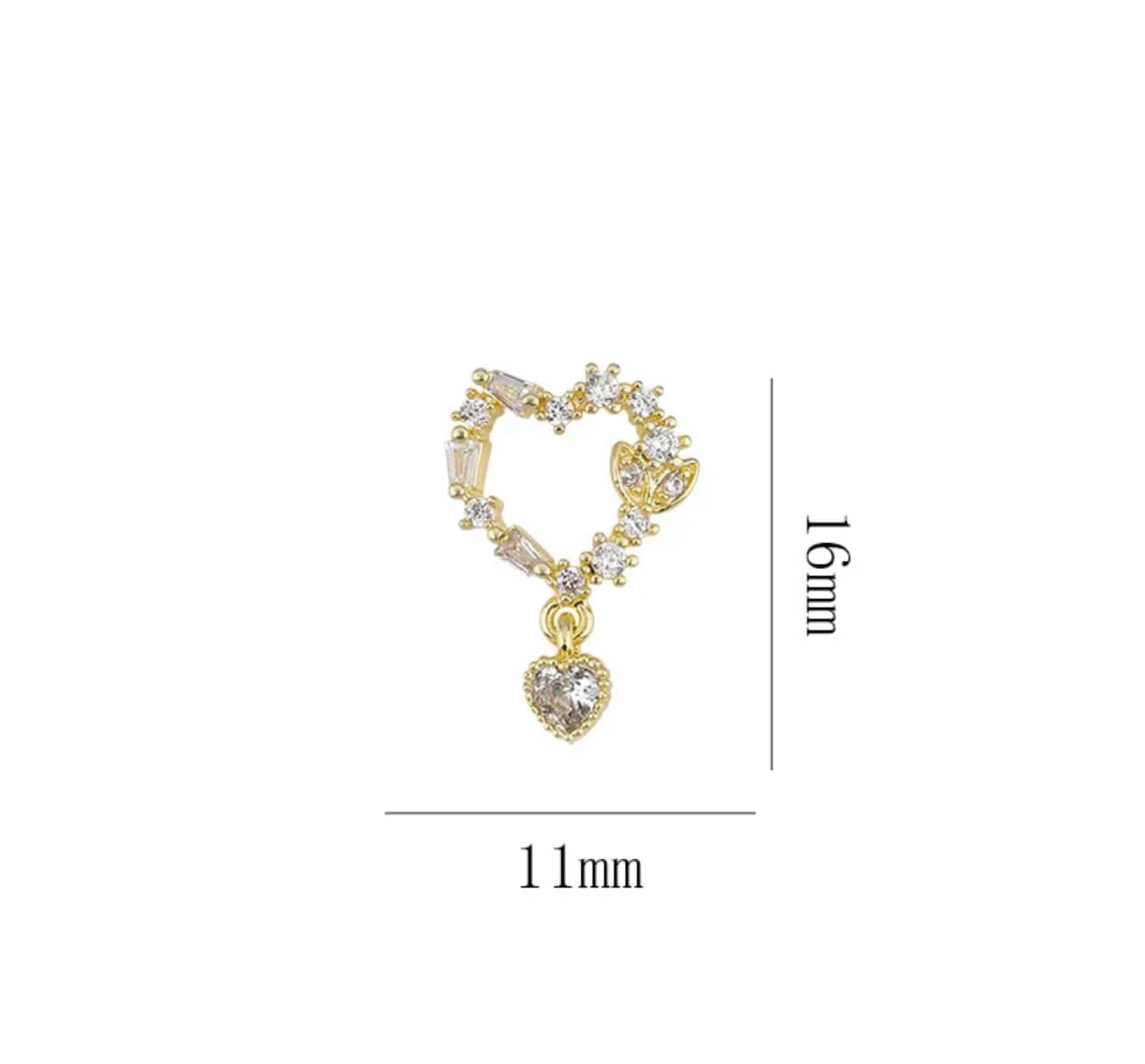 Nail Charm 3D Diamond Heart 2 pcs/bag - Premier Nail Supply